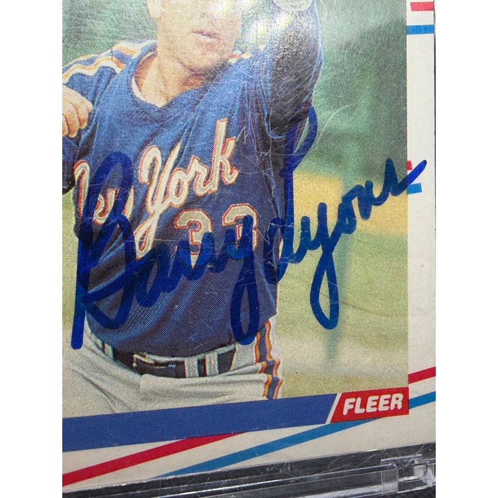 Barry Lyons New York Mets Signed Fleer Baseball Card Autograph COA SC266 - Picture 2 of 4